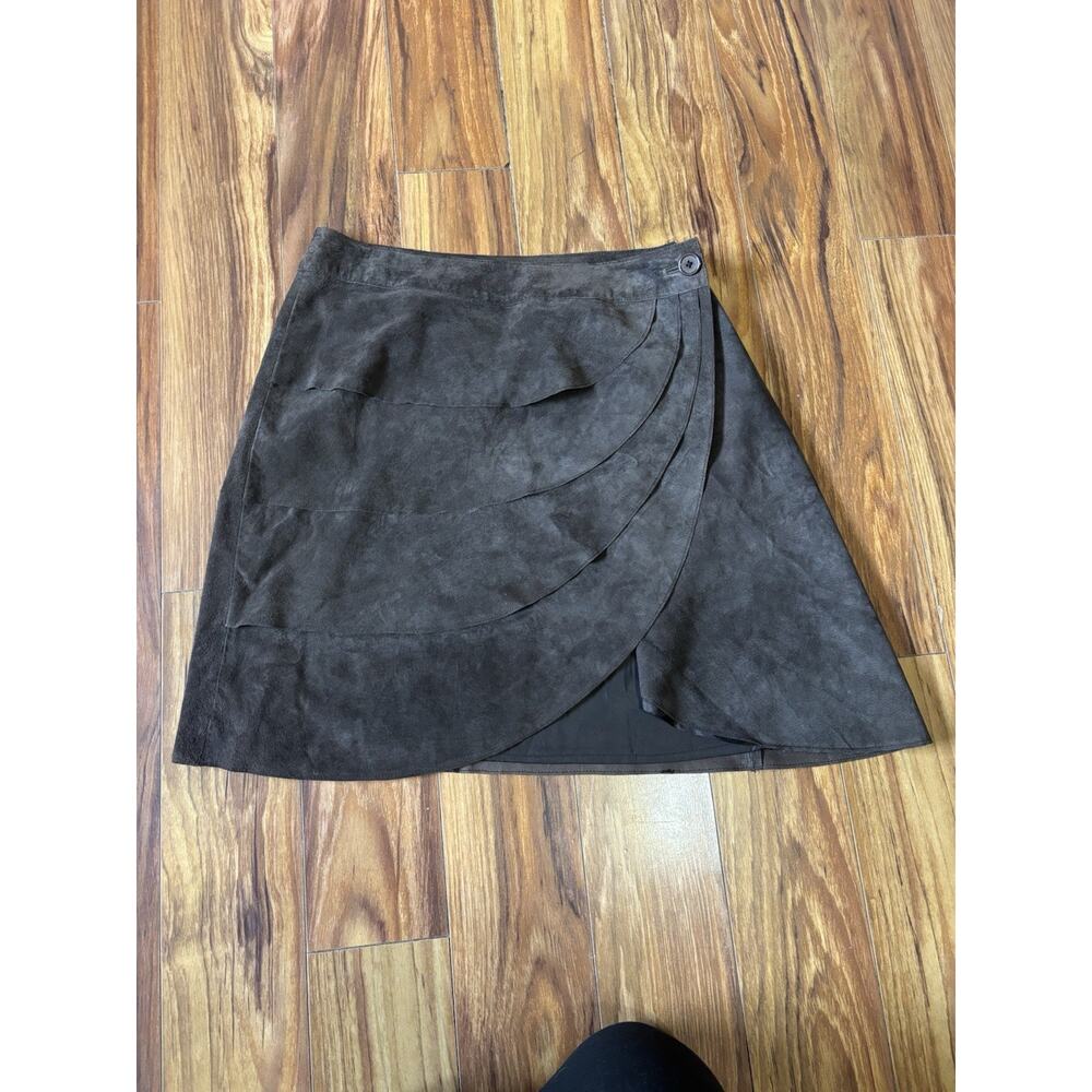 Kenar Brown Leather Layered Wrap Skirt Women’s Size 10 Western Festival